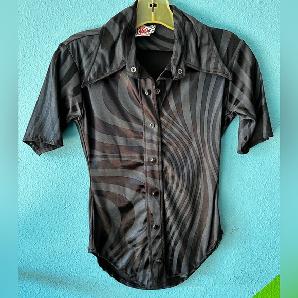 Patricia Field Tops - Original 80s 90s Patricial Field NYC snap front zebra striped shirt S